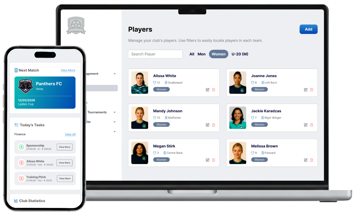Clubjourney screens on desktop and mobile